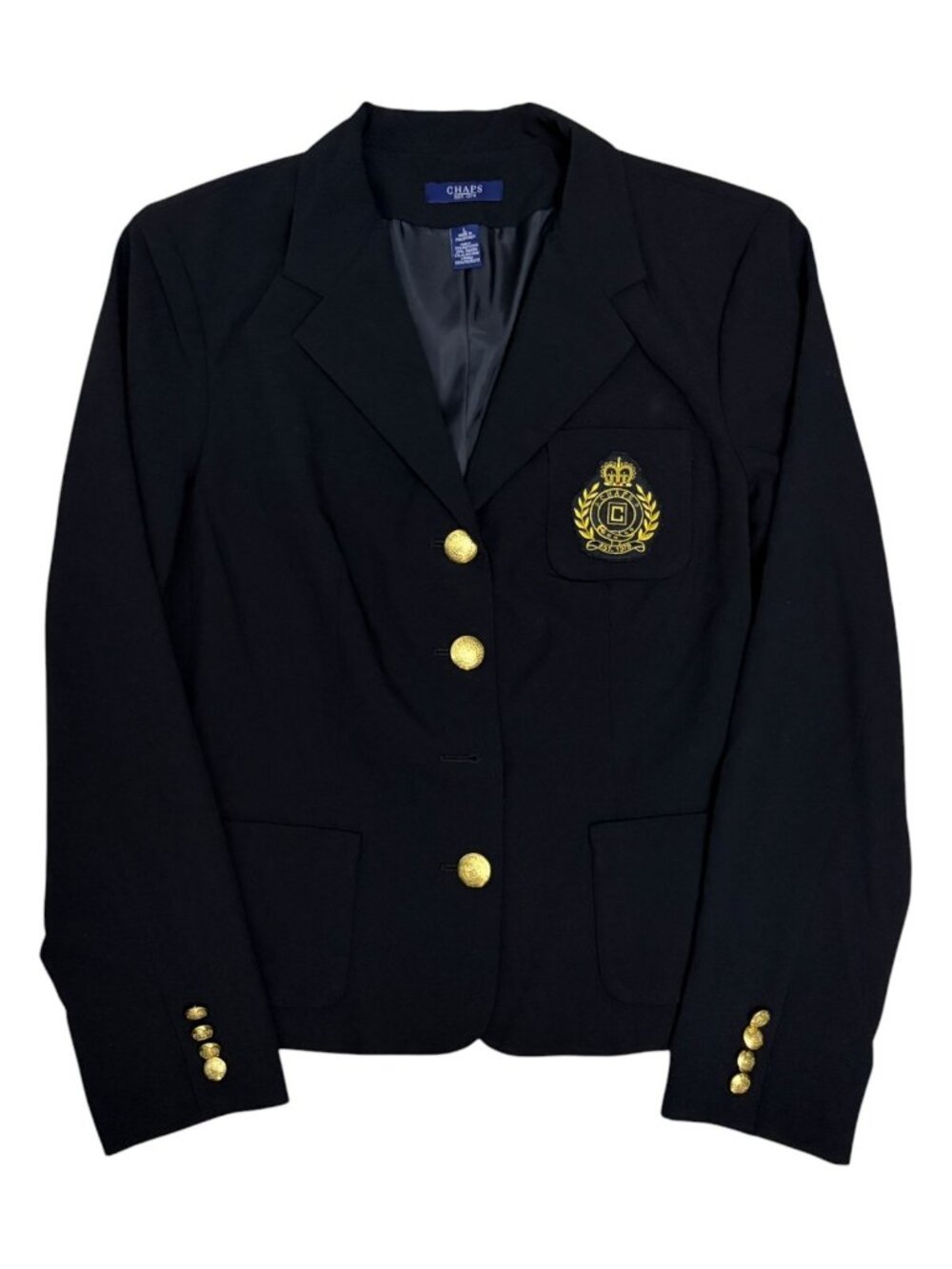 CHAPS NAUTICAL Blazer Jacket Business Casual Black Designer Coat Womens Large